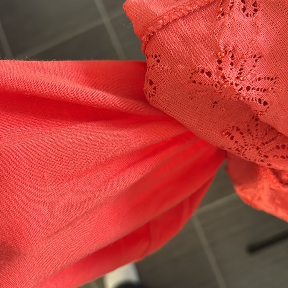 Free People Daisy Godet fitted mini dress in vibrant peach persimmon boho - Picture 6 of 7